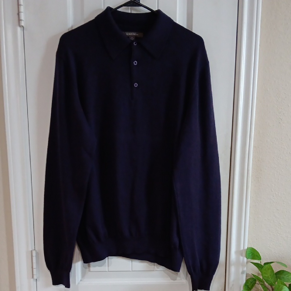 Nordstrom Extra Fine Merino Wool 3 Button Polo Collar Sweater